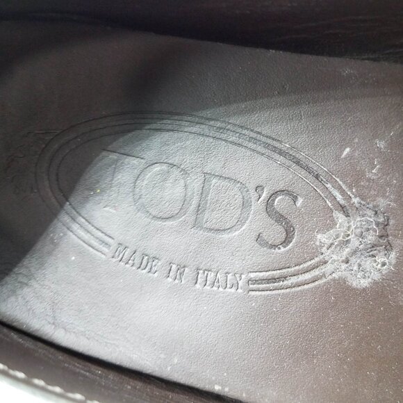 Tod's Gommino Driving Loafers Womens 37.5 Silver Metallic Leather Penny Loafers - Picture 11 of 12